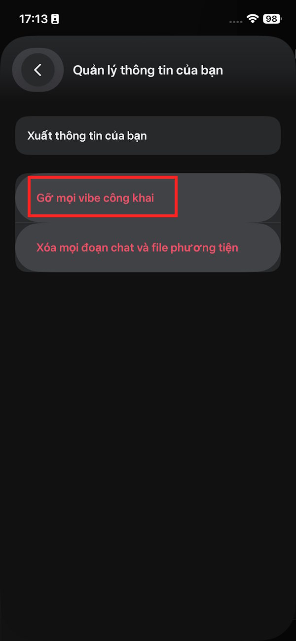 Gỡ vibe công khai 