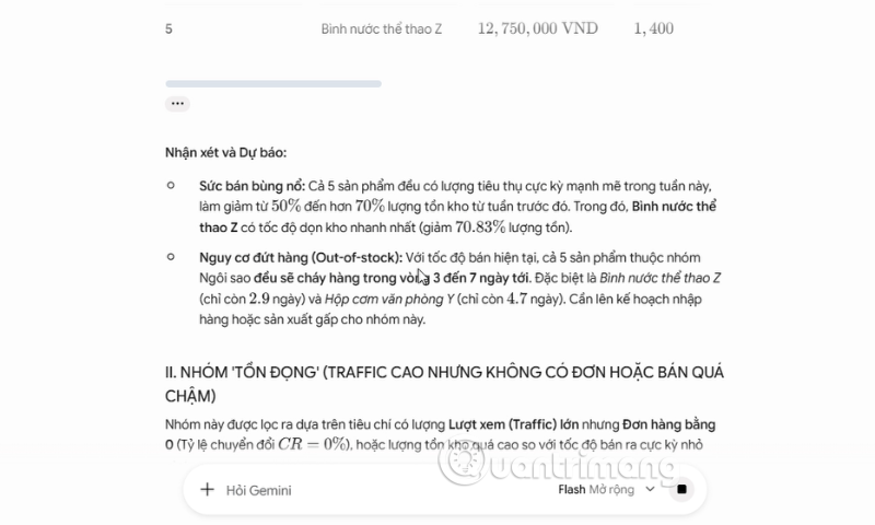 prompt tao bao cao ban hang shopee