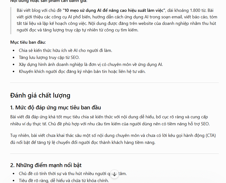 Đánh giá và cải thiện chất lượng