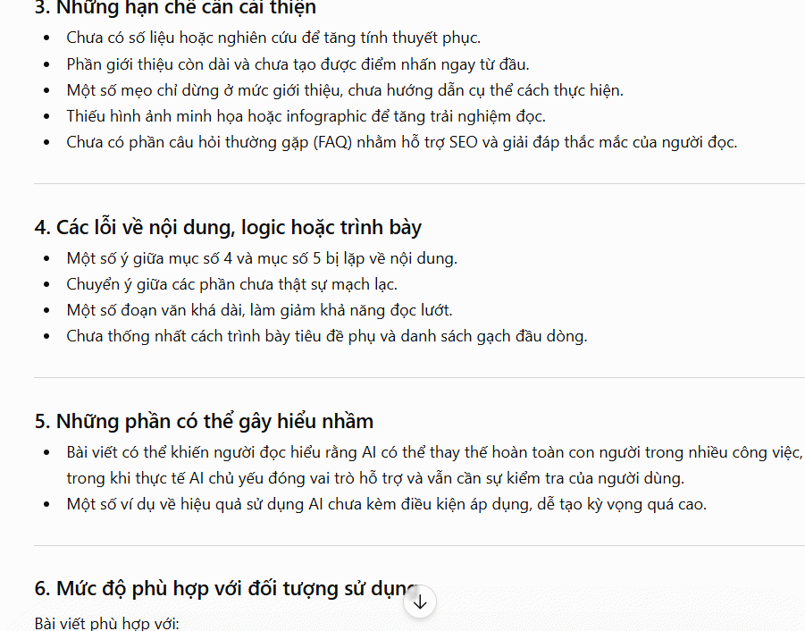 Prompt đánh giá và cải thiện chất lượng