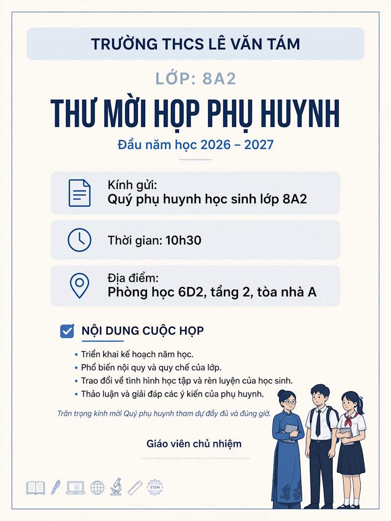 Mẫu mời họp phụ huynh