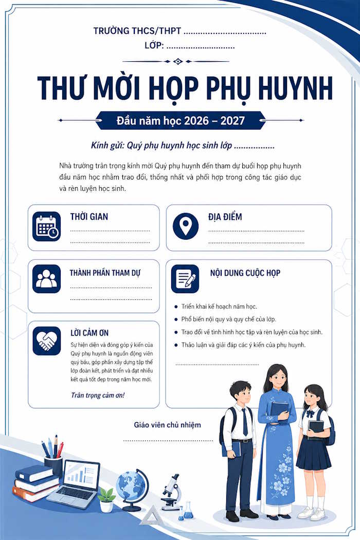 Prompt tạo thư mời họp phụ huynh