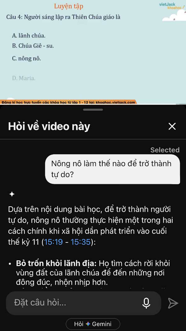 Câu hỏi về video YouTube