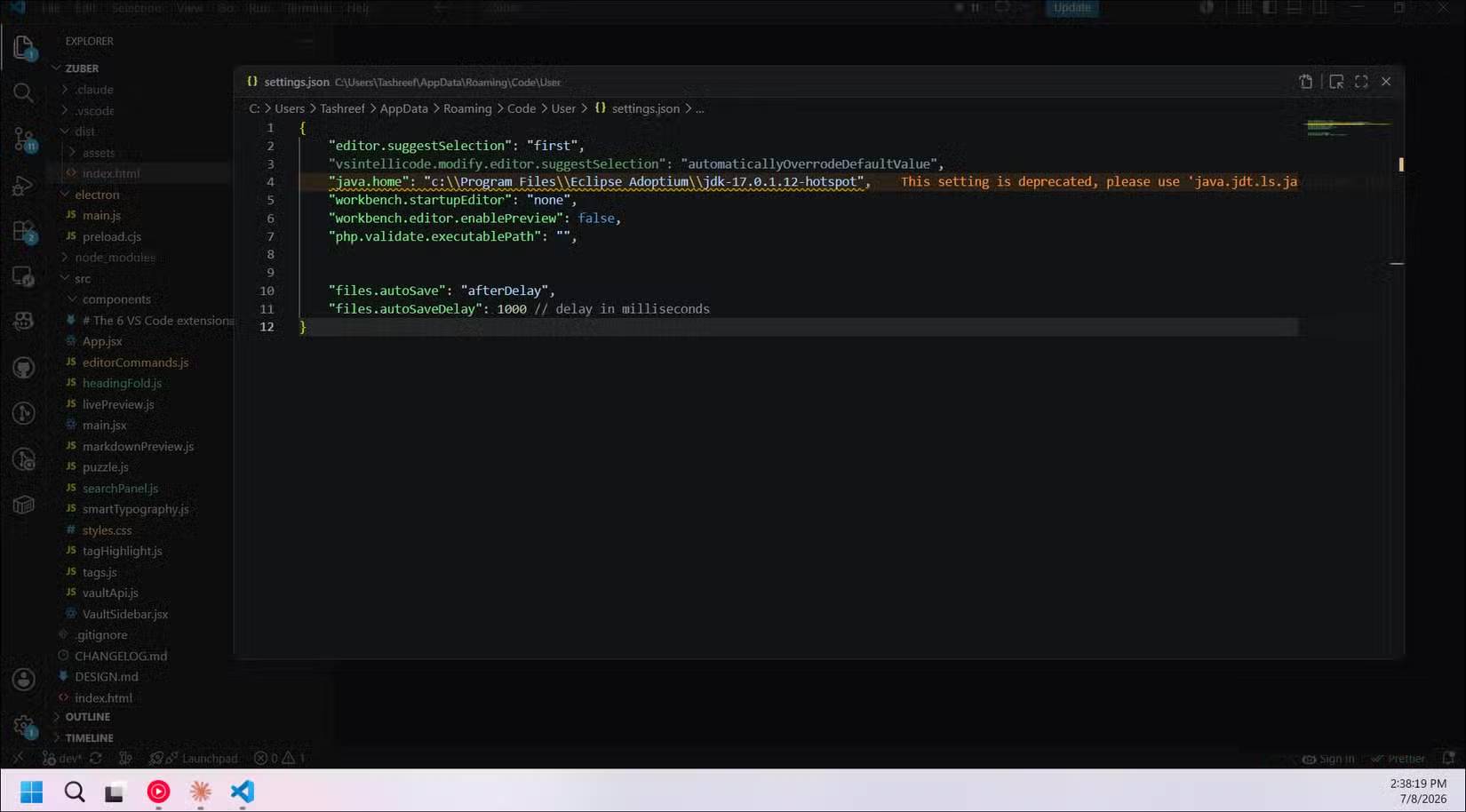 Thiết lập độ trễ tự động lưu của VS Code