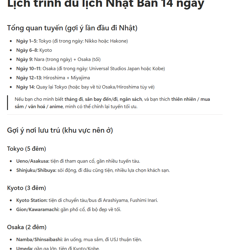Trình lập kế hoạch du lịch trên Notion AI