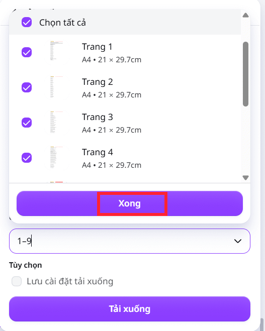Tải file PDF hoàn chỉnh trên Canva 