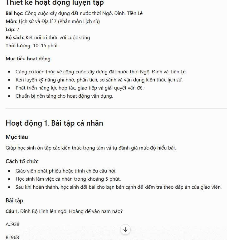 Nội dung thiết kế hoạt động
