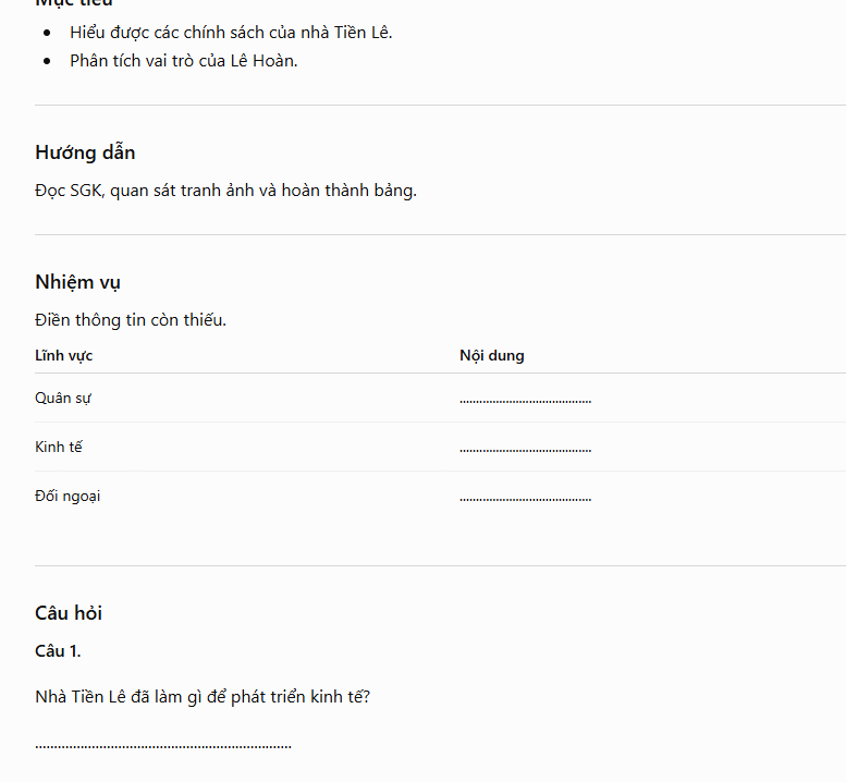 Prompt xây dựng phiếu học tập