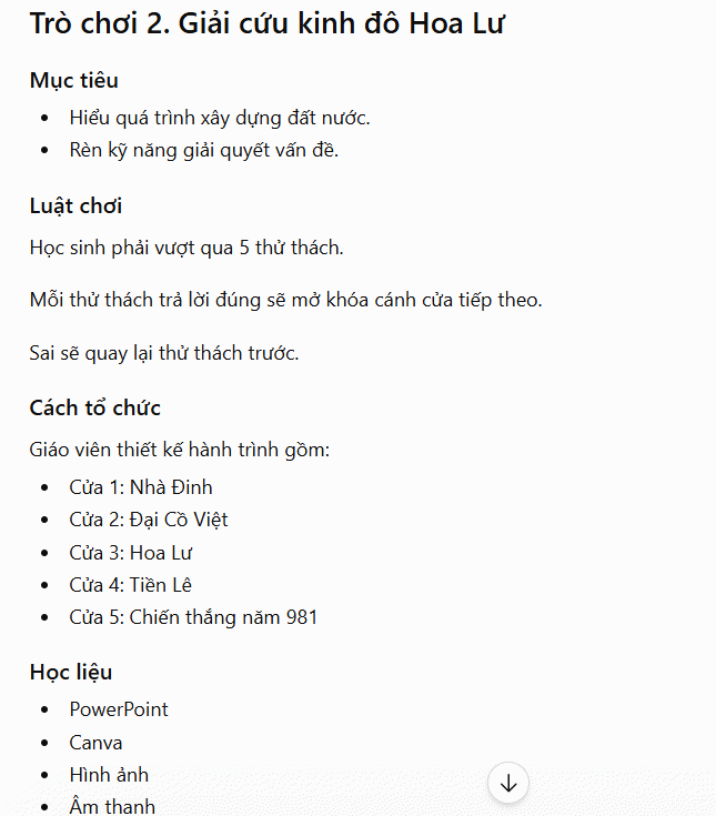 Prompt thiết kế trò chơi