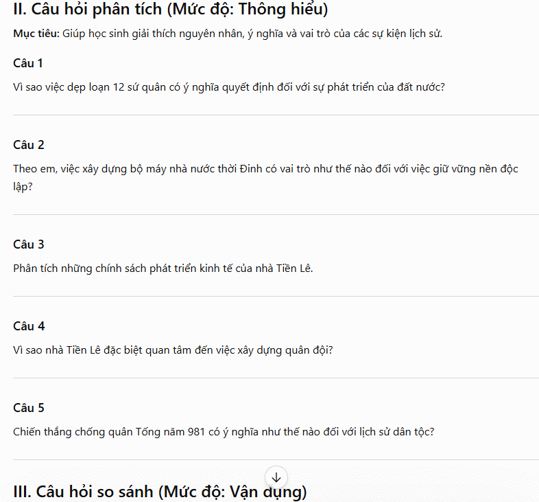 Câu lệnh tạo câu hỏi thảo luận
