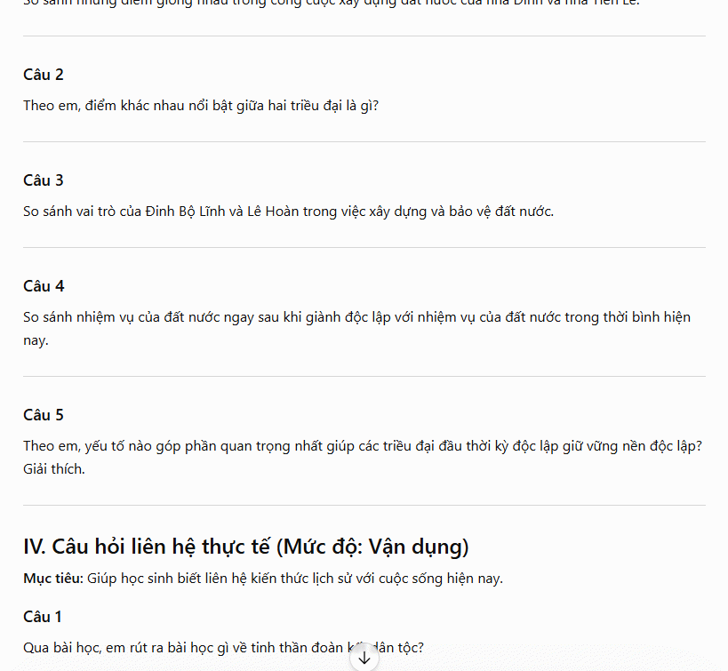Nội dung câu hỏi thảo luận
