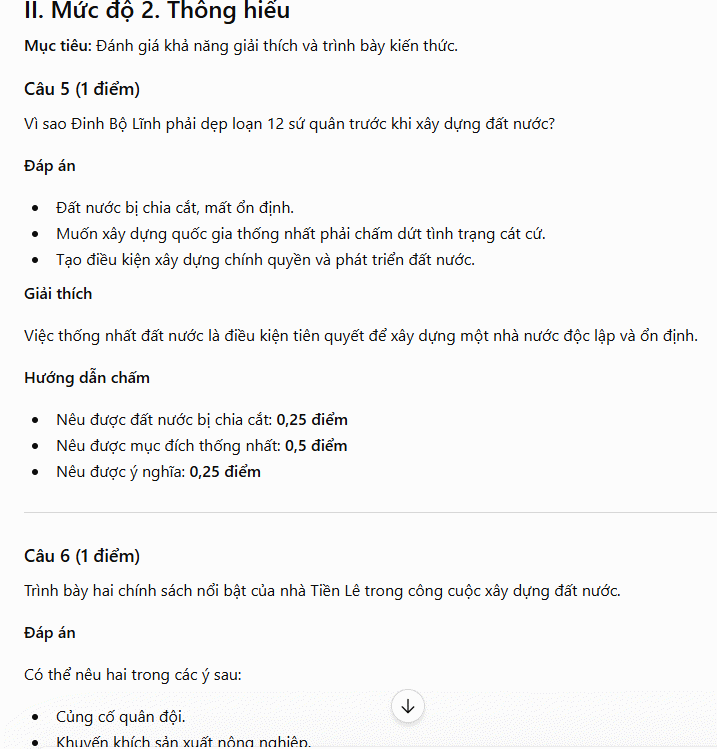 Nội dung câu hỏi nhận biết
