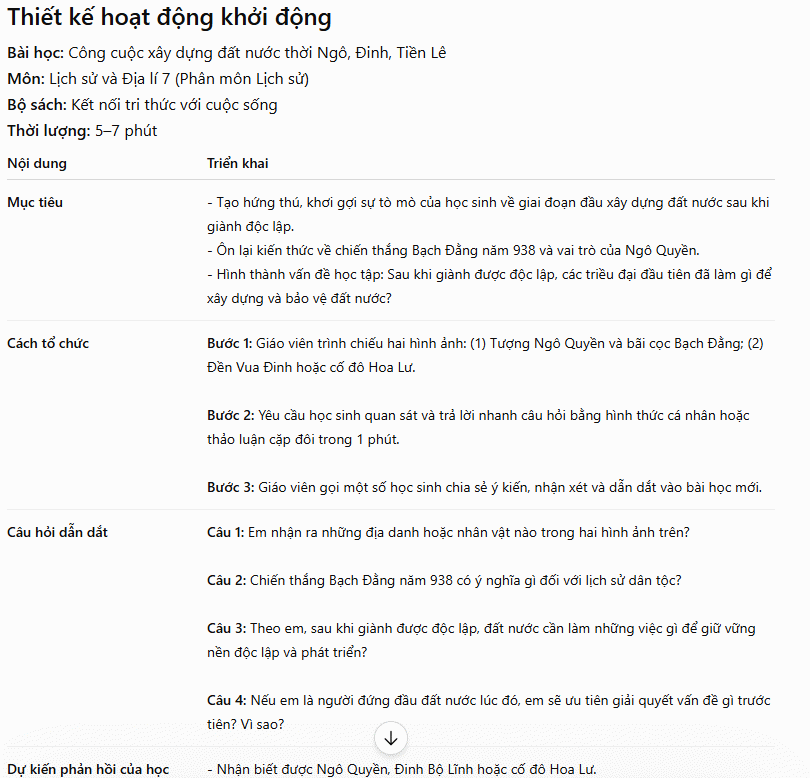 Thiết kế hoạch động khởi động