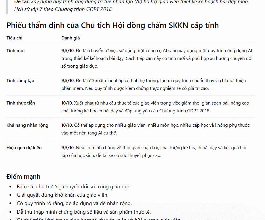 Kiểm định đề tài SKKN đã chọn