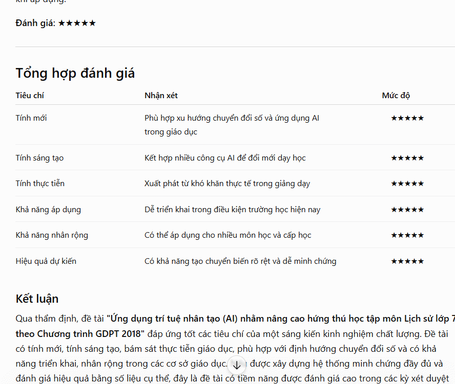 Đánh giá đề tài SKKN