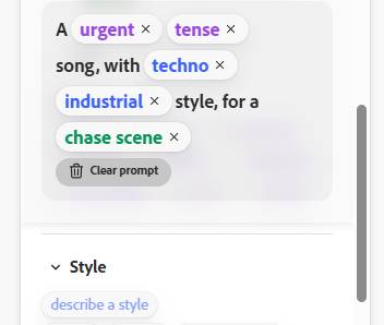 Tùy chọn nhập thêm những mô tả cho phong cách âm thanh trong mục Style