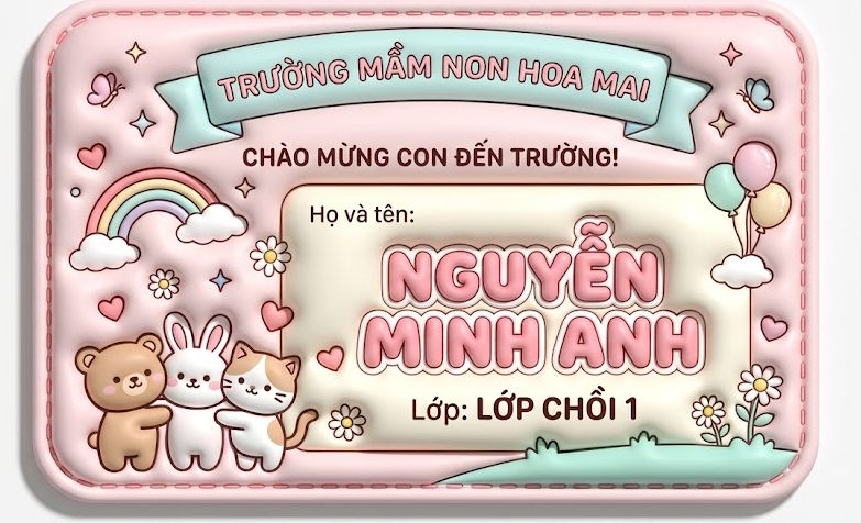 Bảng tên học sinh phong cách kwaii
