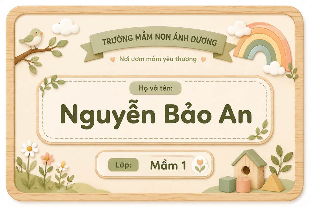Tạo bảng tên phong cách Montessori