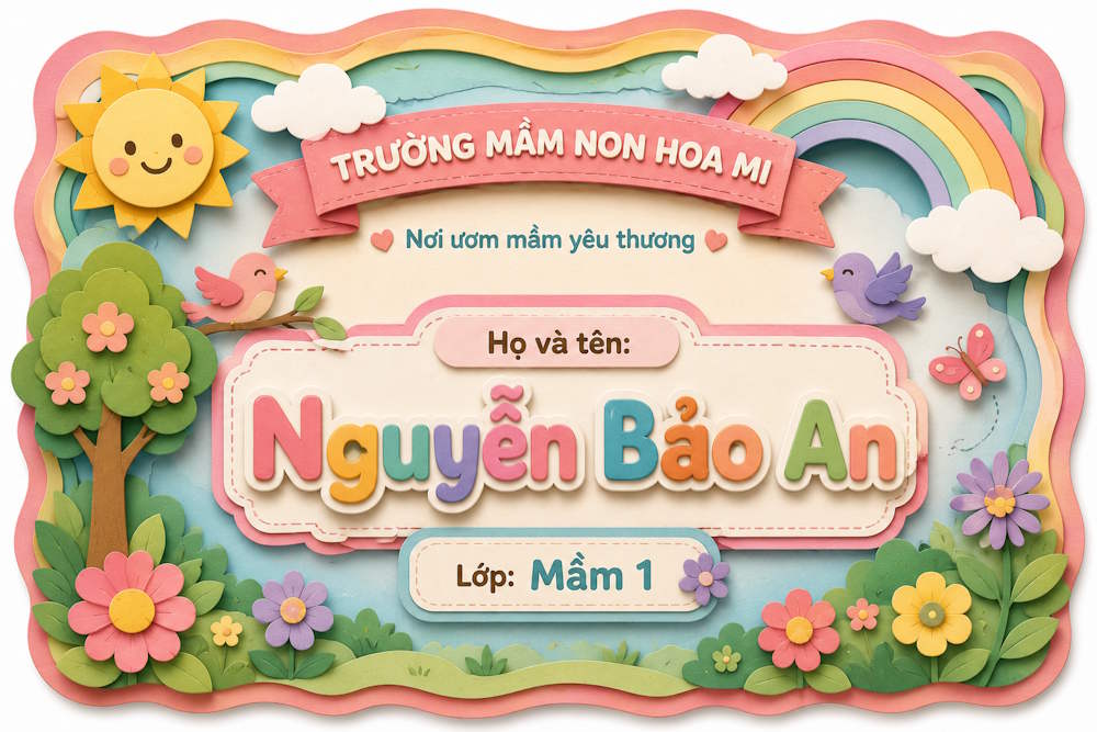 Tạo bảng tên Giấy cắt thủ công