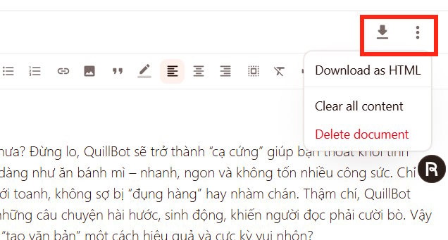 Tải văn bản AI trên Rytr