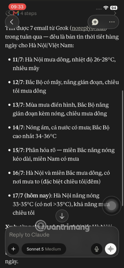 tìm kiếm email bằng AI