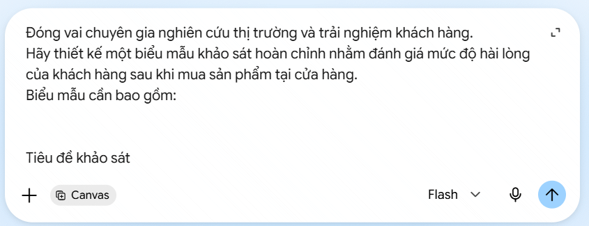 Câu lệnh tạo mẫu khảo sát trên Gemini