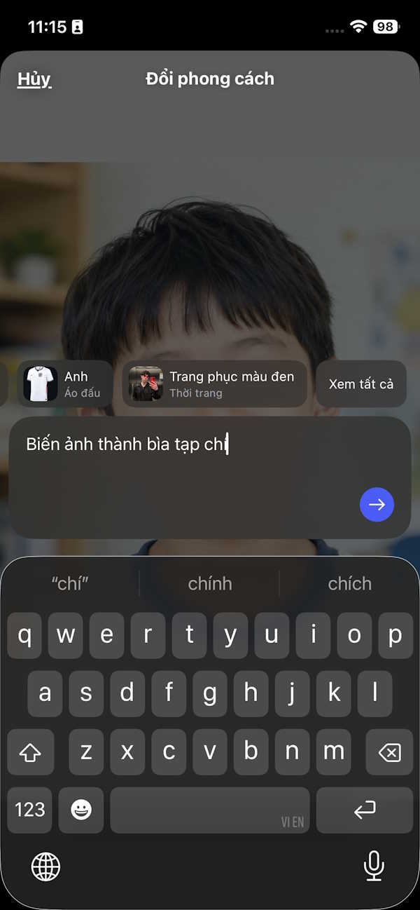 Nhập câu lệnh chỉnh sửa ảnh Instagram 