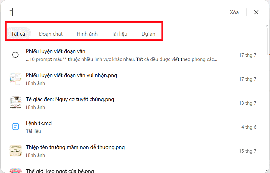 Chọn kiểu dữ liệu trên ChatGPT PC