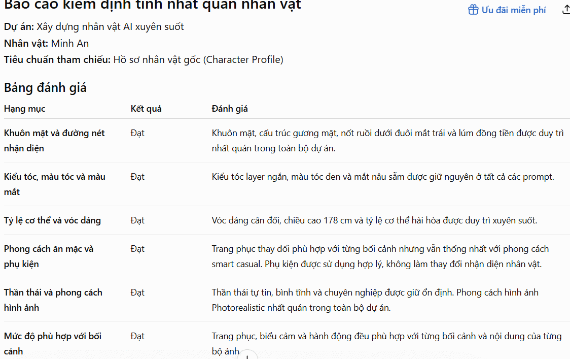 Kiểm tra và duy trì tính nhất quán của nhân vật