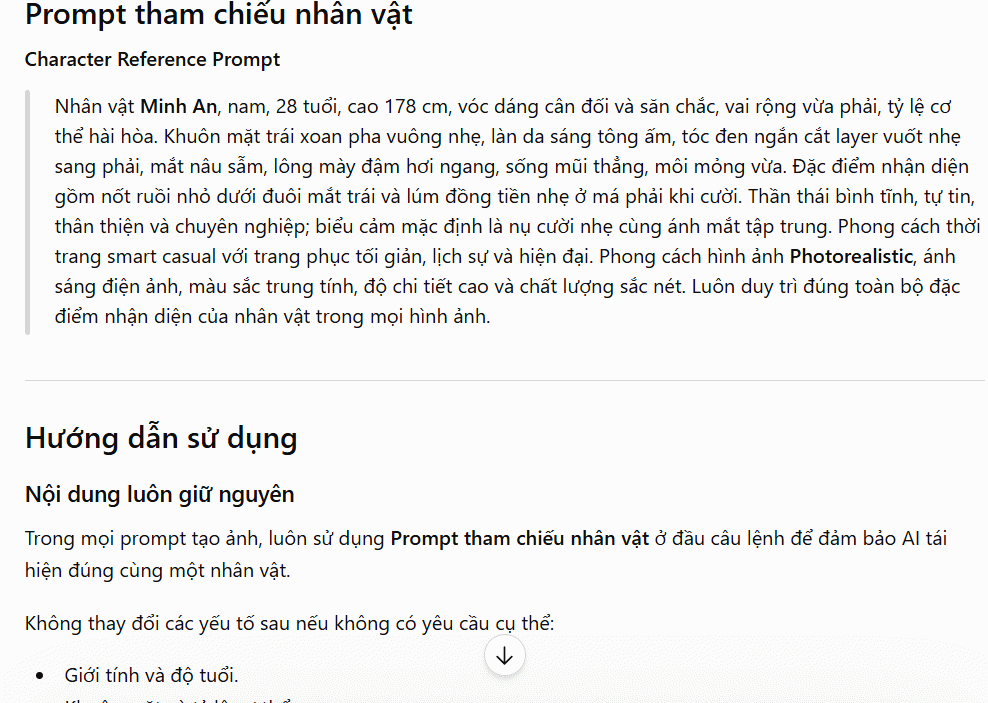 Prompt tham chiếu nhân vật