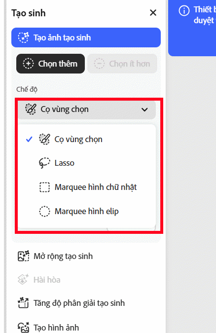 Khoanh vùng ảnh trên Adobe Photoshop online