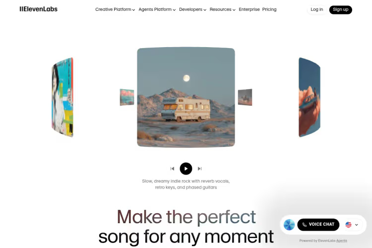 Giao diện người dùng của ElevenLabs Music Generator