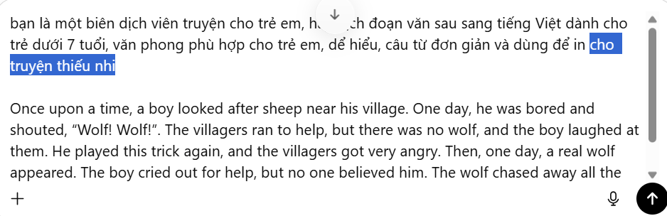 Câu lệnh dịch đúng mục đích cho nội dung