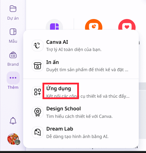 Ứng dụng trên Canva