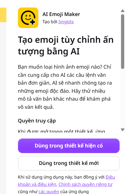 Lựa chọn thiết kế chèn emoji trên Canva