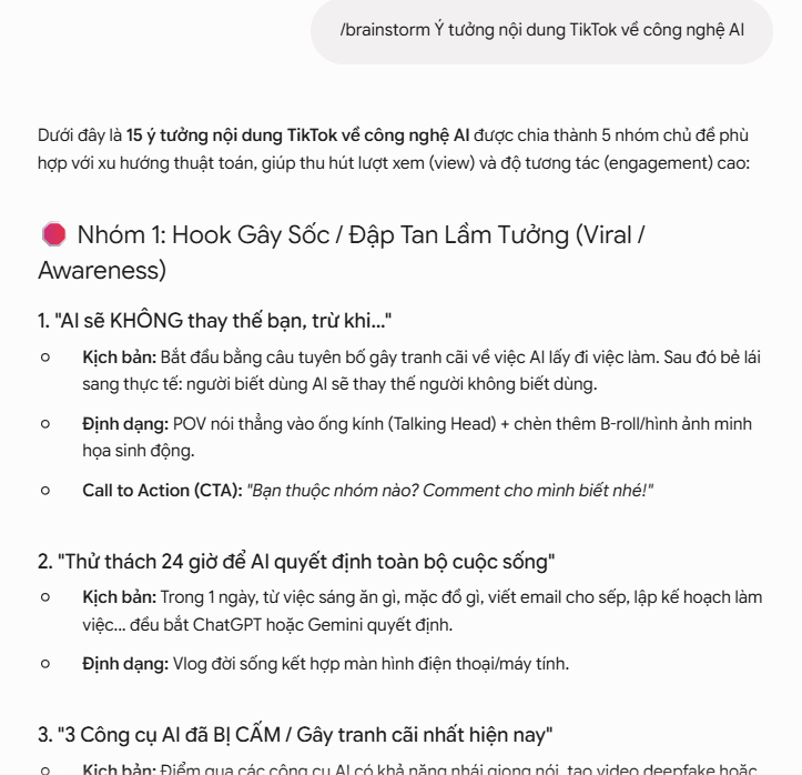 Gemini code /brainstorm – Tạo ý tưởng nhanh
