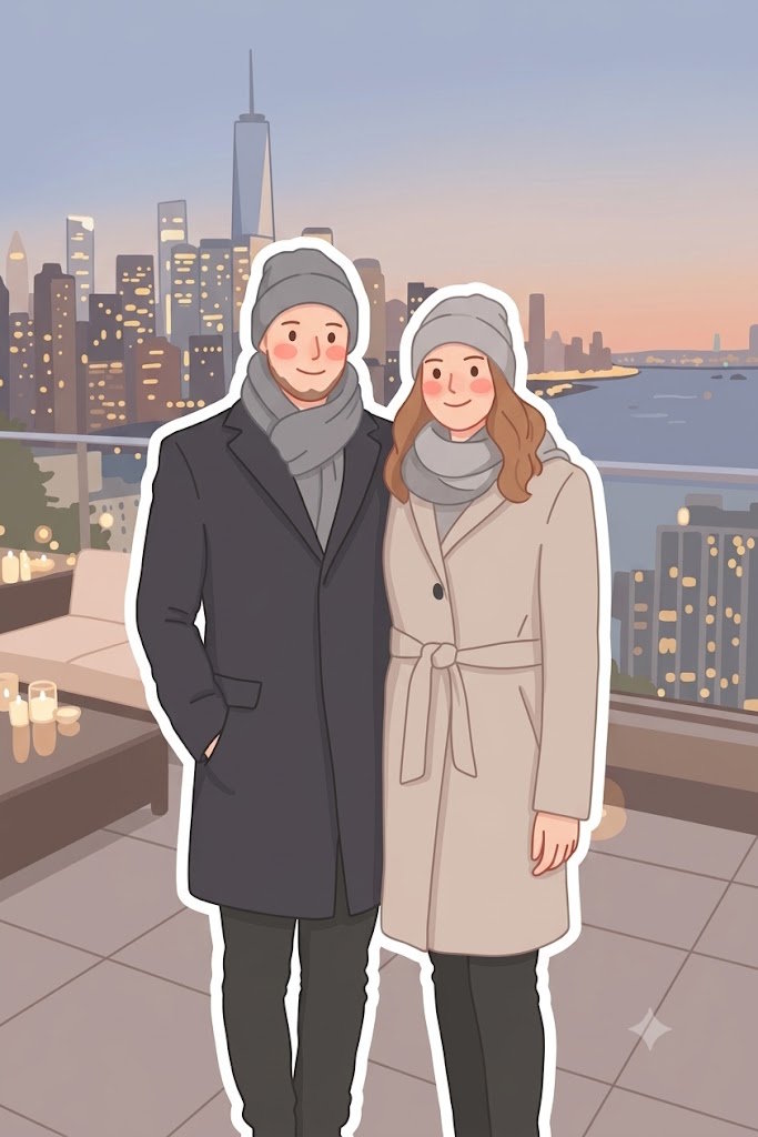 Soft Cozy Pastel Sticker Portrait