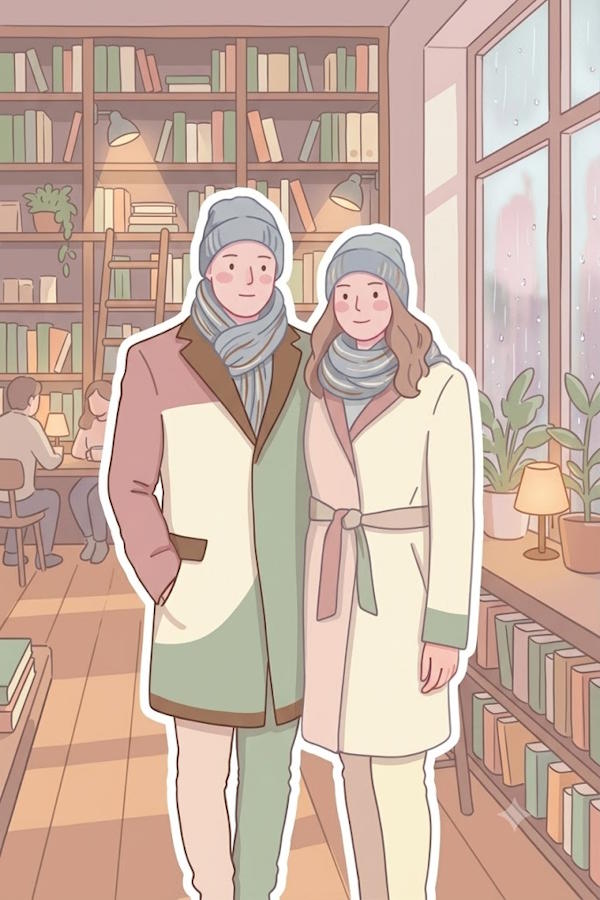 Pastel Bookshop Sticker Portrait