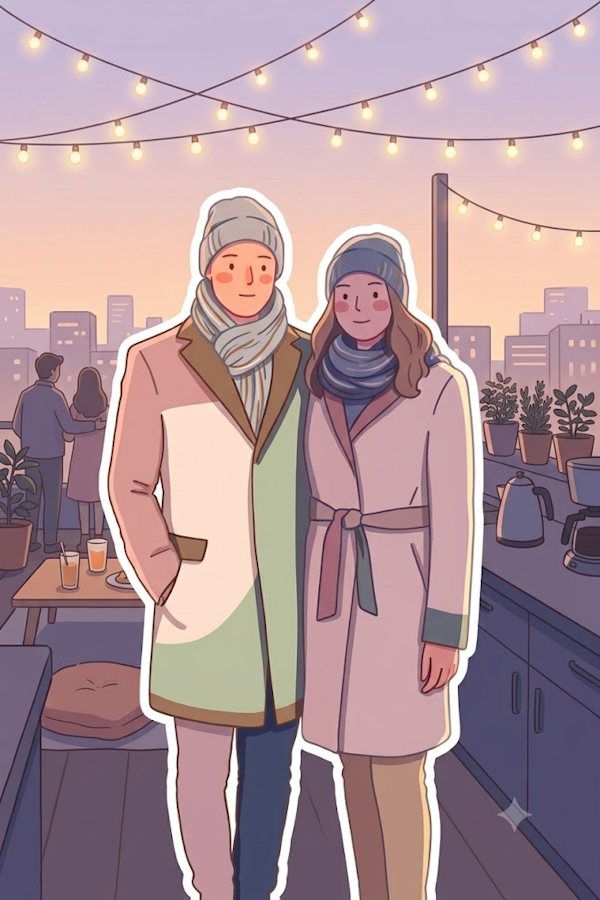 Rooftop Evening Sticker Portrait
