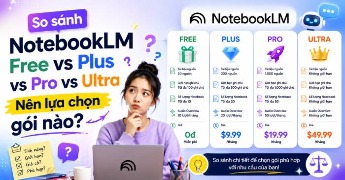 So sánh NotebookLM Free vs Plus vs Pro vs Ultra - Nên lựa chọn gói nào?