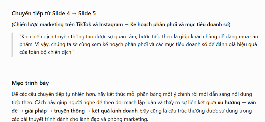Cách chuyển tiếp giữa các slide