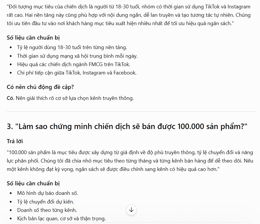 Câu lệnh tạo nội dung phản biện
