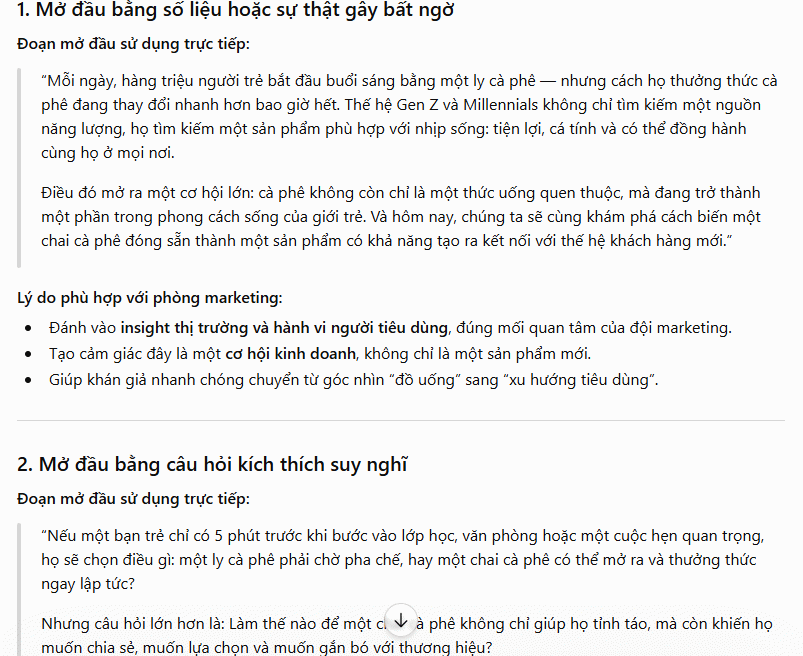 Ý tưởng mở đầu slide