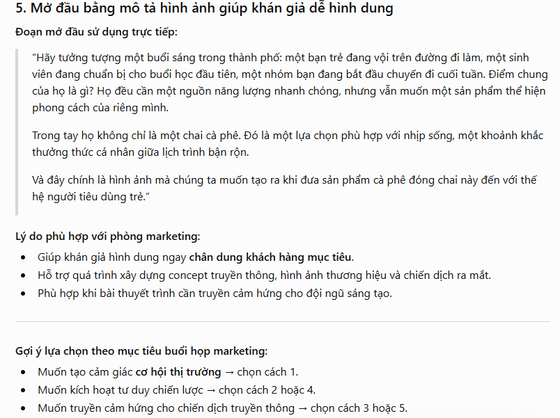 Đánh giá mở đầu slide từng phong cách