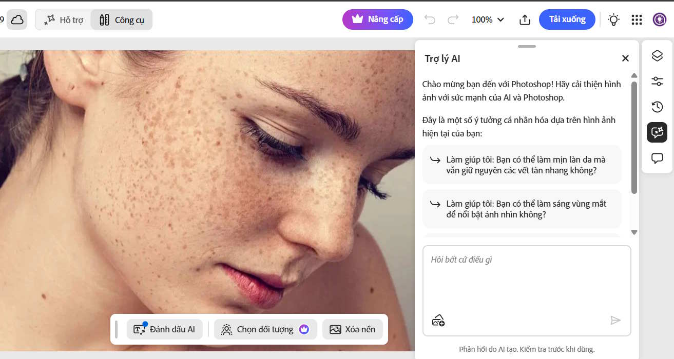 Gợi ý câu lệnh trợ lý AI trên Photoshop Online