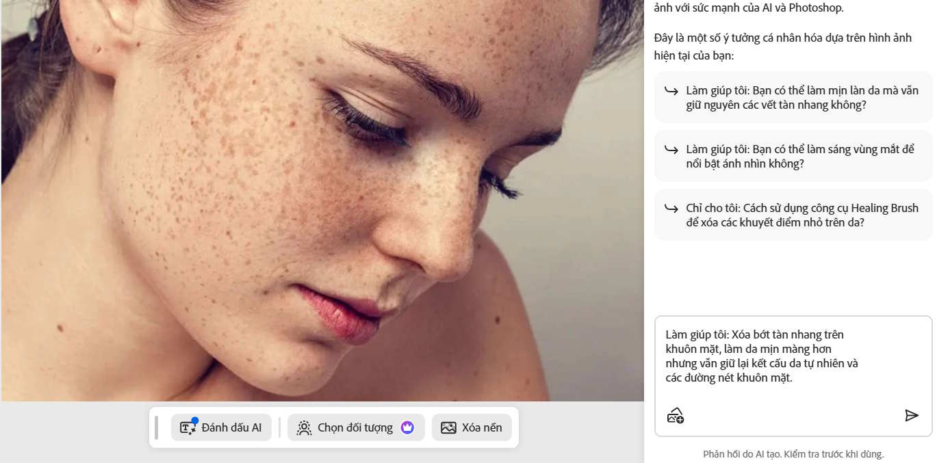 Câu lệnh trợ lý AI trên Photoshop Online