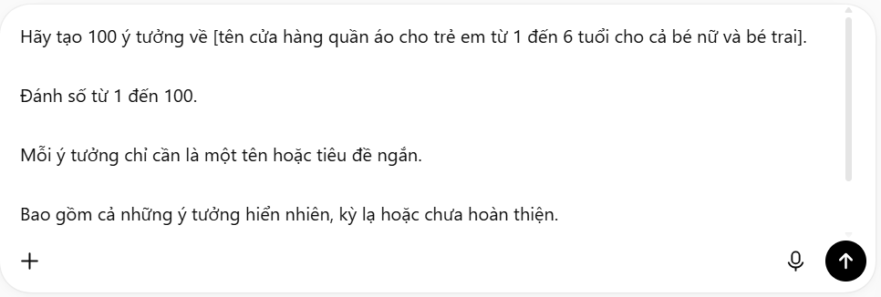 Yêu cầu ChatGPT tạo 100 ý tưởng