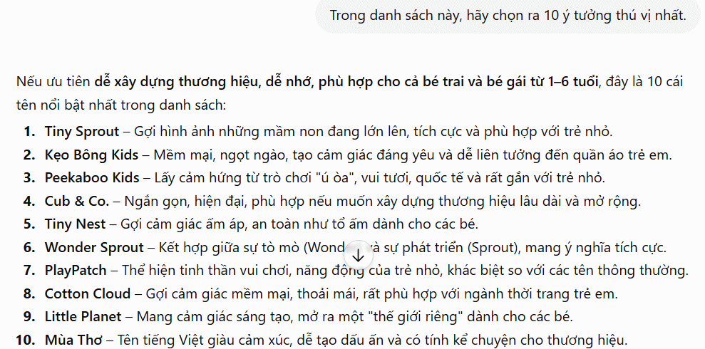 Ý tưởng thú vị trên ChatGPT