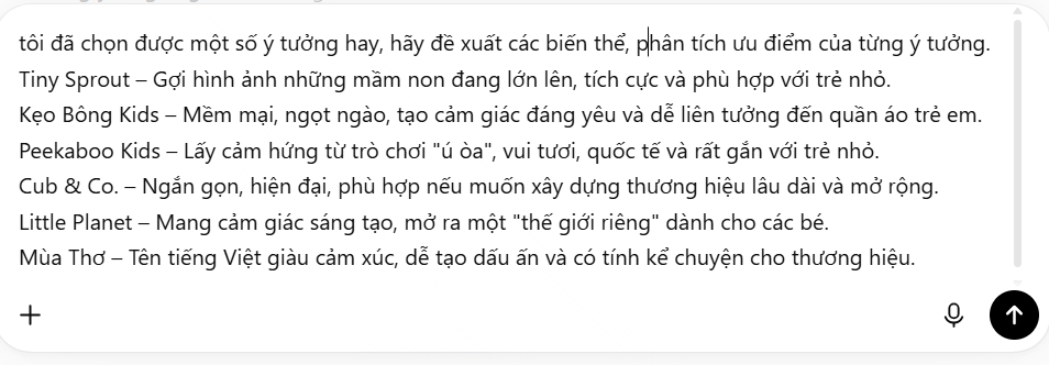 Câu lệnh triển khai ý tưởng trên ChatGPT