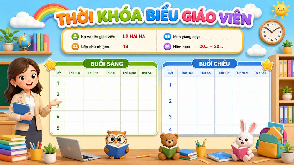 Thời khóa biểu giáo viên Tiểu học